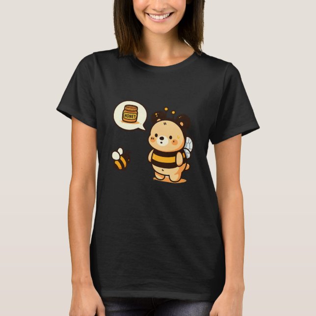 Cute Bear Dressed as Bee Thinking About Honey T-Shirt (Front)