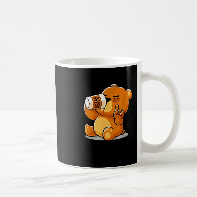 Cute Bear Drinking Funny Introvert - Coffee Shh Mug (Right)