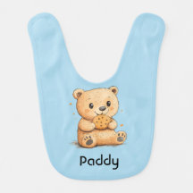 Cute Bear Eating a Cookie Babero
