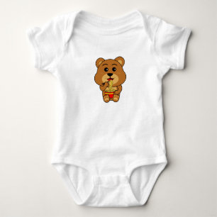Cute Bear Eating Noodle Baby Bodysuit