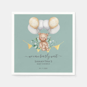 Cute Bear Eucalyptus Baby Shower Paper Napkin