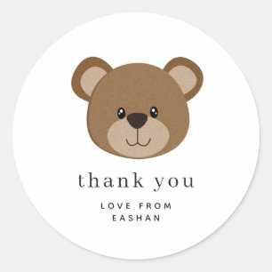 Cute Bear Face 1st Birthday Thank You Classic Round Sticker