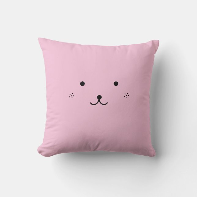 Cute Bear Face Happy/Sad Cushion (Front)