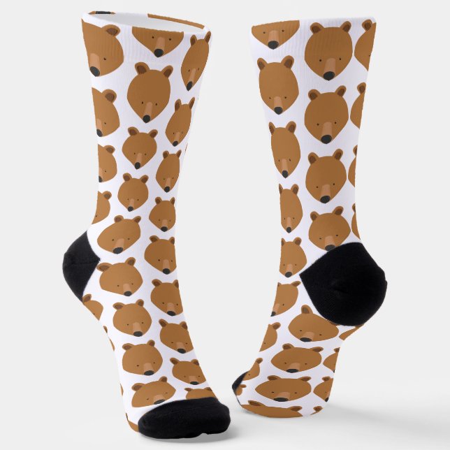 Cute Bear Face Pattern Animal Socks (Angled)