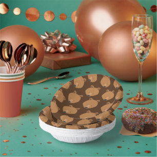 Cute Bear Face Pattern Brown Animal Paper Plate