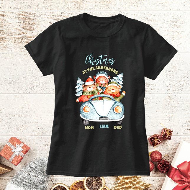 Cute bear family Christmas at the Name car  T-Shirt (Creator Uploaded)