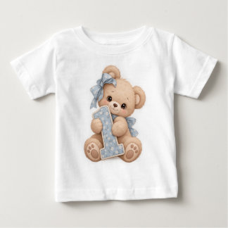 Cute Bear First Birthday Number 1 Baby T-Shirt