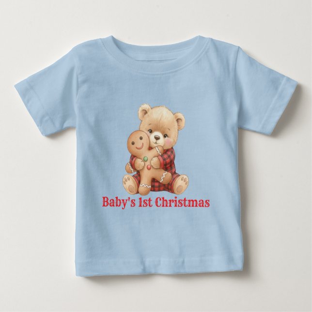 Cute Bear First Christmas  Baby T-Shirt (Front)