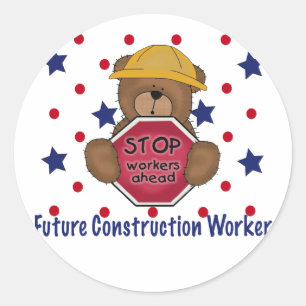 Cute Bear Future Construction Worker Classic Round Sticker