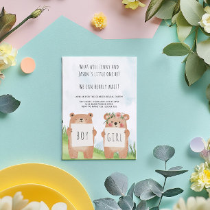 Cute Bear Gender Reveal Party Boy or girl signs Invitation
