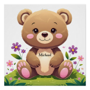 Cute Bear – Glossy Perfect Poster for Kids Room