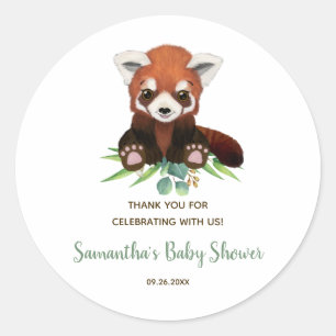 Cute Bear Greenery Neutral Baby Shower Favour Classic Round Sticker
