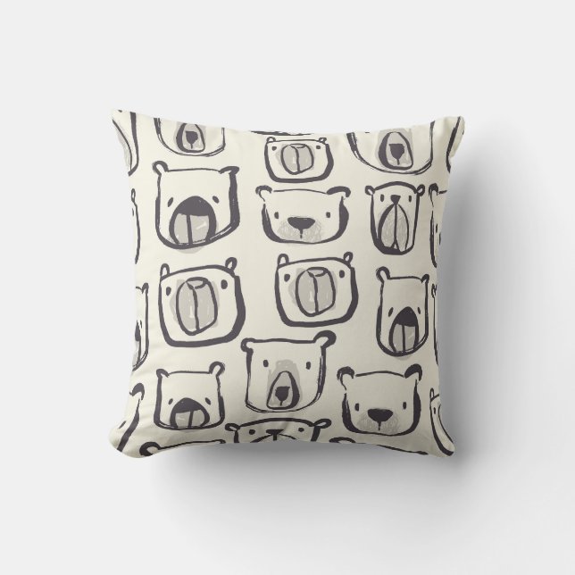 Cute bear, hand-drawn seamless pattern. cushion (Front)