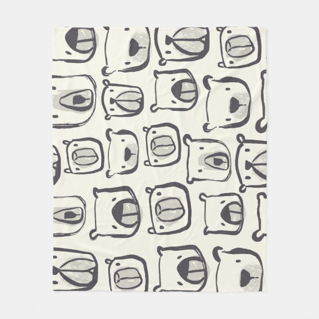 Cute bear, hand-drawn seamless pattern. fleece blanket (Front)