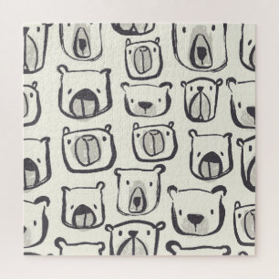 Cute bear, hand-drawn seamless pattern. jigsaw puzzle
