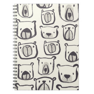 Cute bear, hand-drawn seamless pattern. notebook