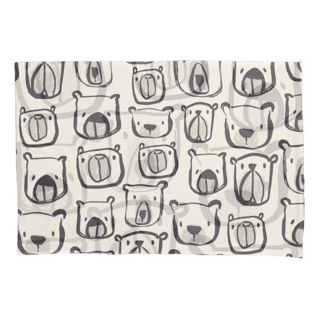 Cute bear, hand-drawn seamless pattern. pillowcase (Front)