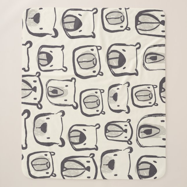 Cute bear, hand-drawn seamless pattern. sherpa blanket (Front)