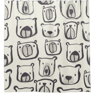 Cute bear, hand-drawn seamless pattern. shower curtain