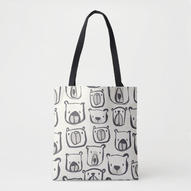 Cute bear, hand-drawn seamless pattern. tote bag (Front)
