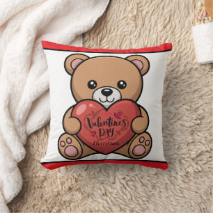 Cute Bear Happy Valentines Day Name Cushion