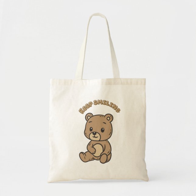 Cute Bear, Happy Vibe Tote Bag (Front)