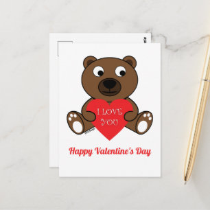 Cute Bear Heart love Valentines Day Custom text Postcard