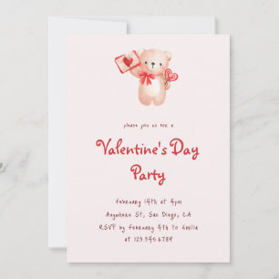 Cute Bear Hearts Valentine's Day Party Invitation