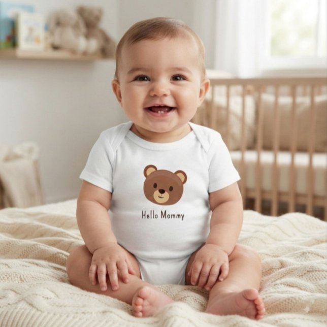 Cute Bear Hello Mummy Baby Bodysuit (Creator Uploaded)