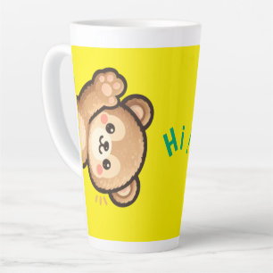 Cute Bear Hi Latte Mug   Kawaii Coffee Cup
