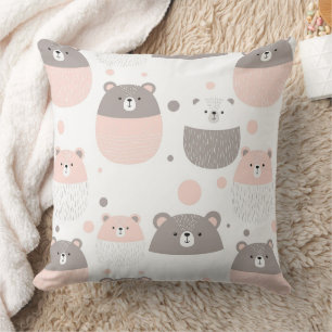 Cute Bear Holding Heart -- Pastel Nursery (3) Cushion