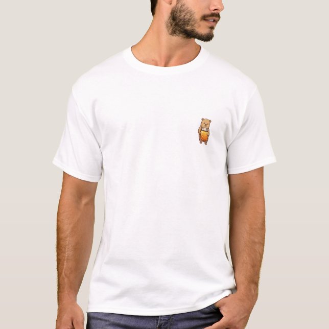Cute Bear Holding Honey Jar T-Shirt (Front)