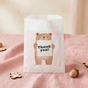 Cute Bear Holding name or message Sign pink Favour Bags