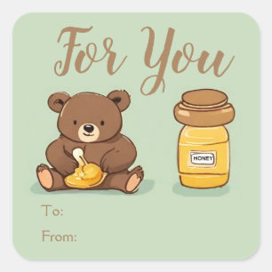 Cute Bear Honey Jar or Gift Label For You