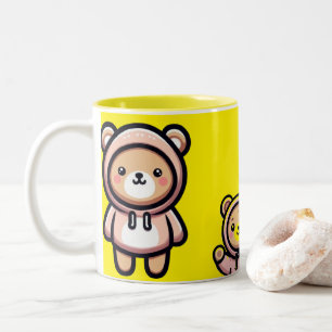 Cute Bear Hoodie Yellow Mug Kawaii Coffee Cup