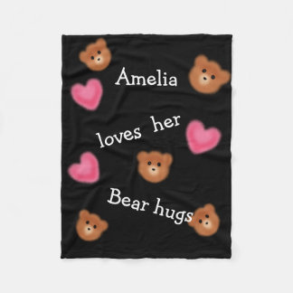 Cute Bear Hugs Personalised Fleece Blanket