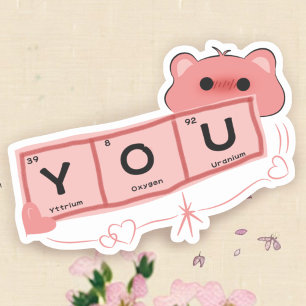 Cute Bear In Love "You" Vinyl Sticker