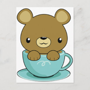 Cute Bear in Teacup (Brown Bear Type) Postcard