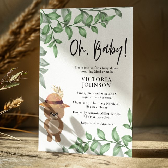 Cute Bear in the Wood Baby Shower Invitation (Creator Uploaded)