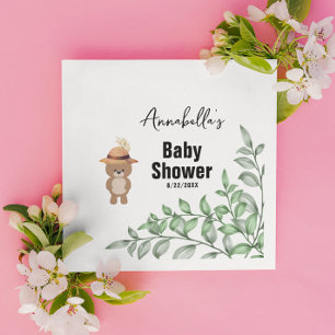 Cute Bear in the Wood Baby Shower Napkin