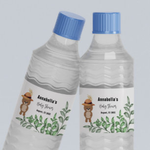 Cute Bear in the Wood Baby Shower  Water Bottle Label