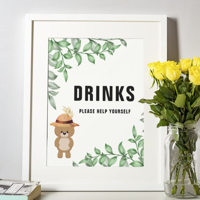 Cute Bear In the Wood Drinks Baby Shower   Poster (Creator Uploaded)