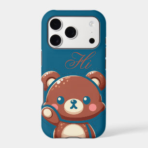Cute Bear iPhone Case – Teal Blue Teddy Bear cover