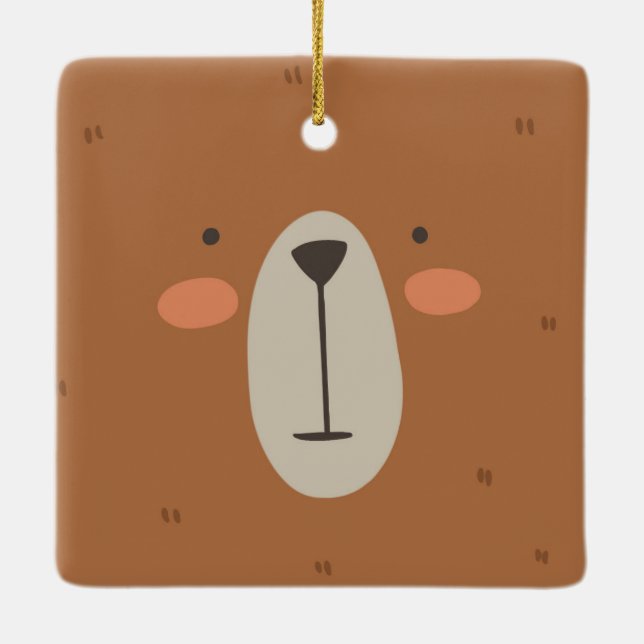 Cute Bear Kids Baby Nursery Room Ceramic Ornament (Back)