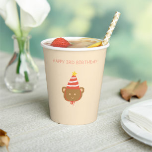 Cute Bear Kids Birthday Party Paper Cups