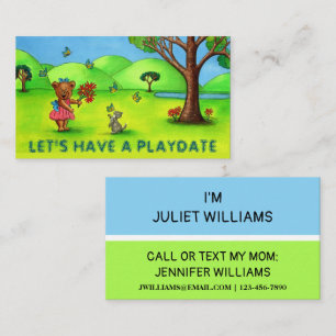 Cute Bear & Kitty Mummy Playdate Calling Card
