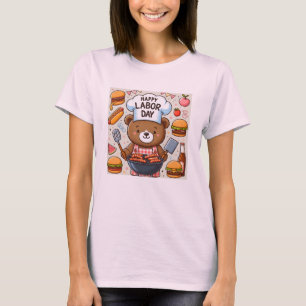 Cute bear Labour Day T-shirt Adult