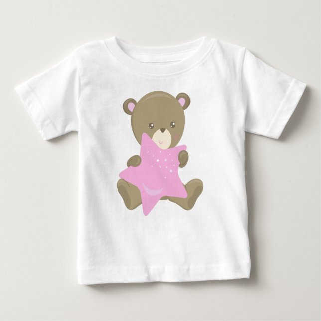 Cute Bear, Little Bear, Baby Bear, Bear With Star T-Shirt (Front)