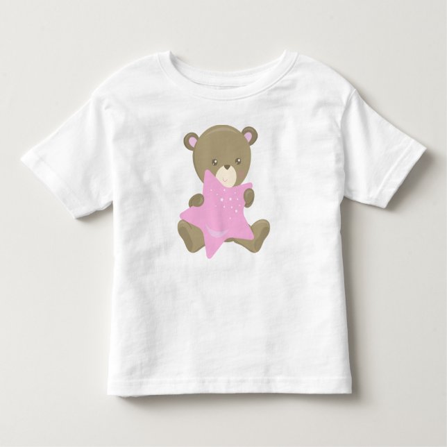 Cute Bear, Little Bear, Baby Bear, Bear With Star Toddler T-Shirt (Front)