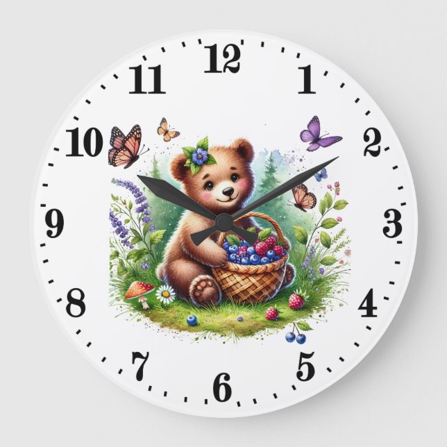 Cute bear lovers animal  large clock (Front)